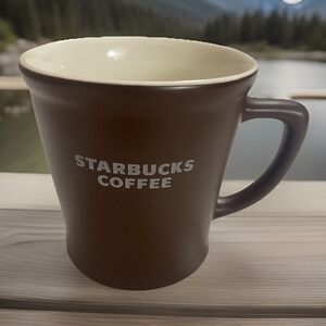 Starbucks 2008 Dark Chocolate Brown/White Coffee Mug Cup Large 16 oz Excellent